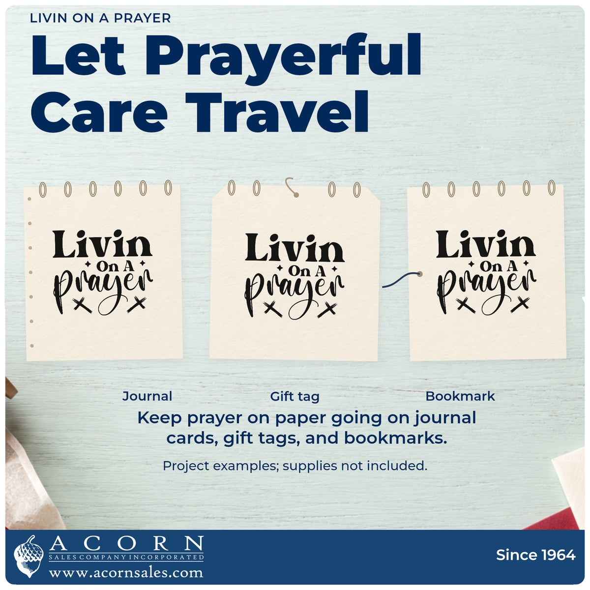 Three project examples made with the Livin On A Prayer With Cross Stamp - Premium Vintage Pro Wooden, including throwback pages.