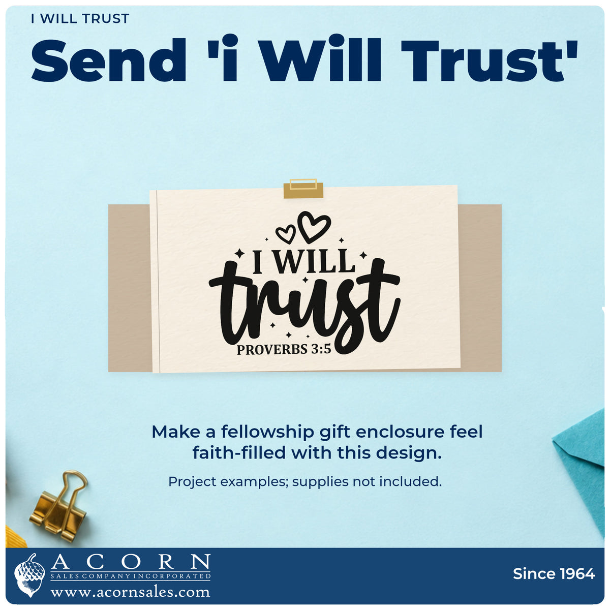 A finished handmade project stamped with the I Will Trust Pre-Inked Stamp – PSI, ideal for graduation gifts.