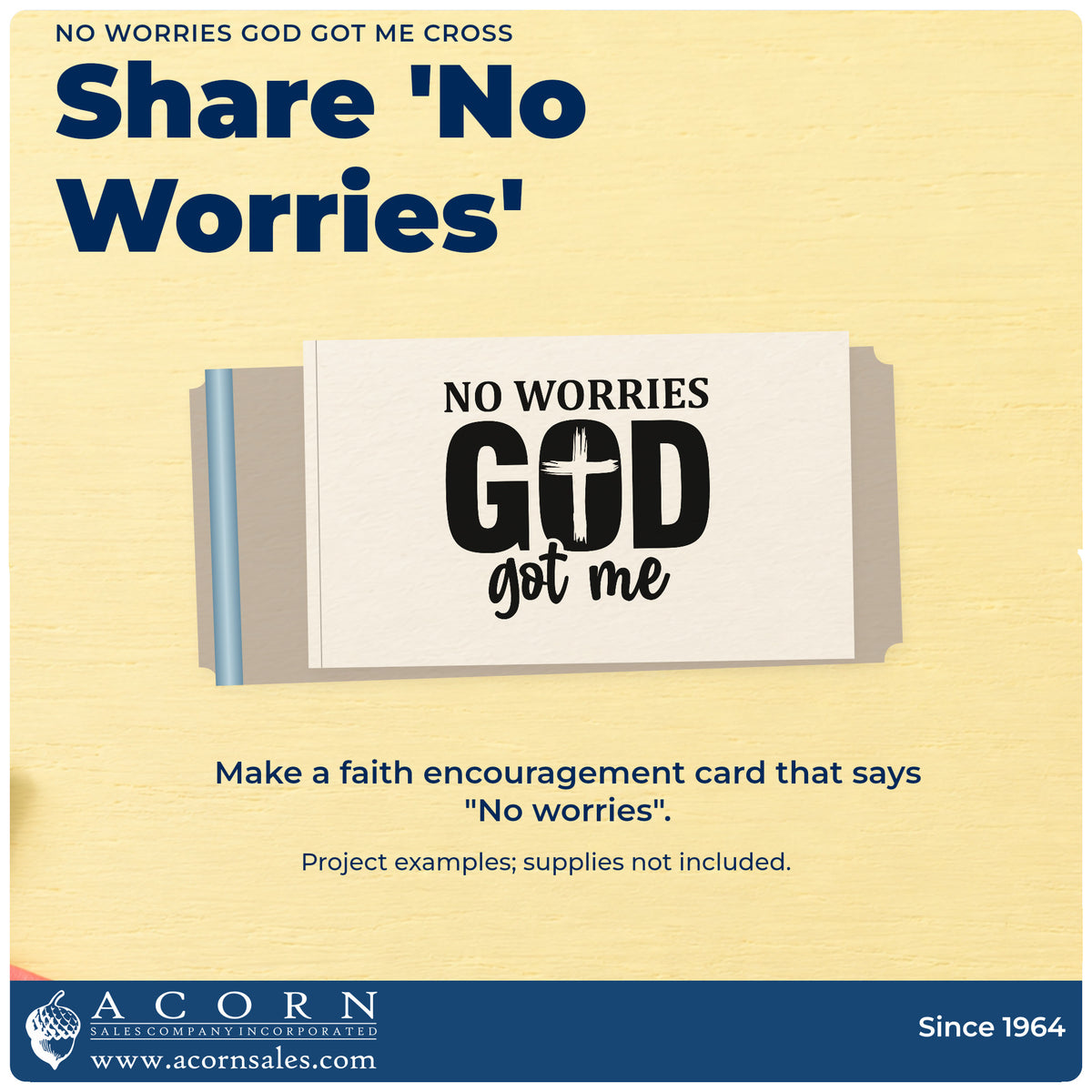 A finished handmade project stamped with the No Worries God Got Me Cross Craft Stamp – Self-Inking, ideal for surgery recovery kits.