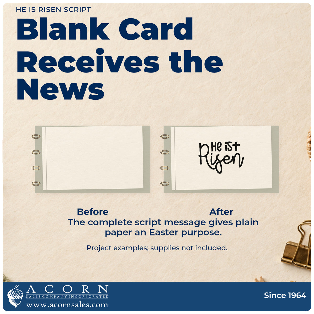 He Is Risen Script Lettering Duo Hand Stamp adding the finishing touch to handmade gifts and packaging.