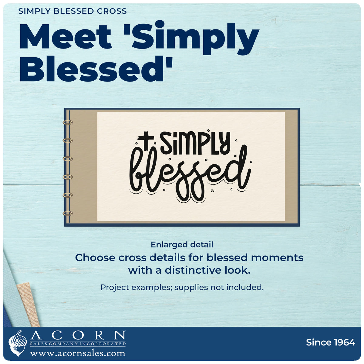 Simply Blessed Cross Accent Stamp – Self-Inking design shown close up for craft and DIY project inspiration.