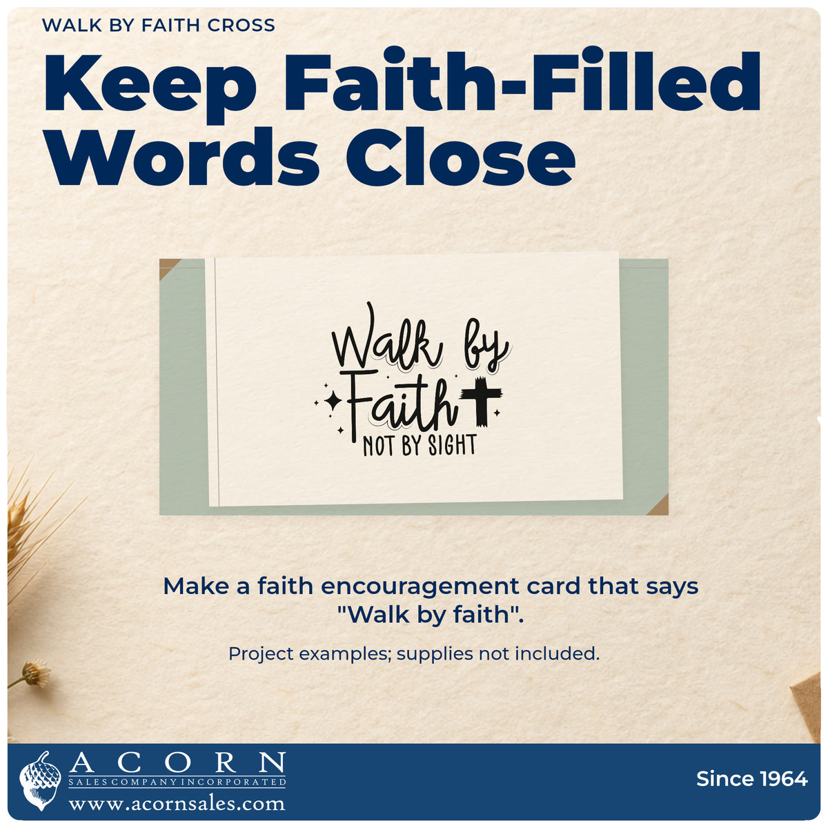 A finished handmade project stamped with the Walk By Faith Cross Wood Handle Stamp, ideal for graduation gift tags.