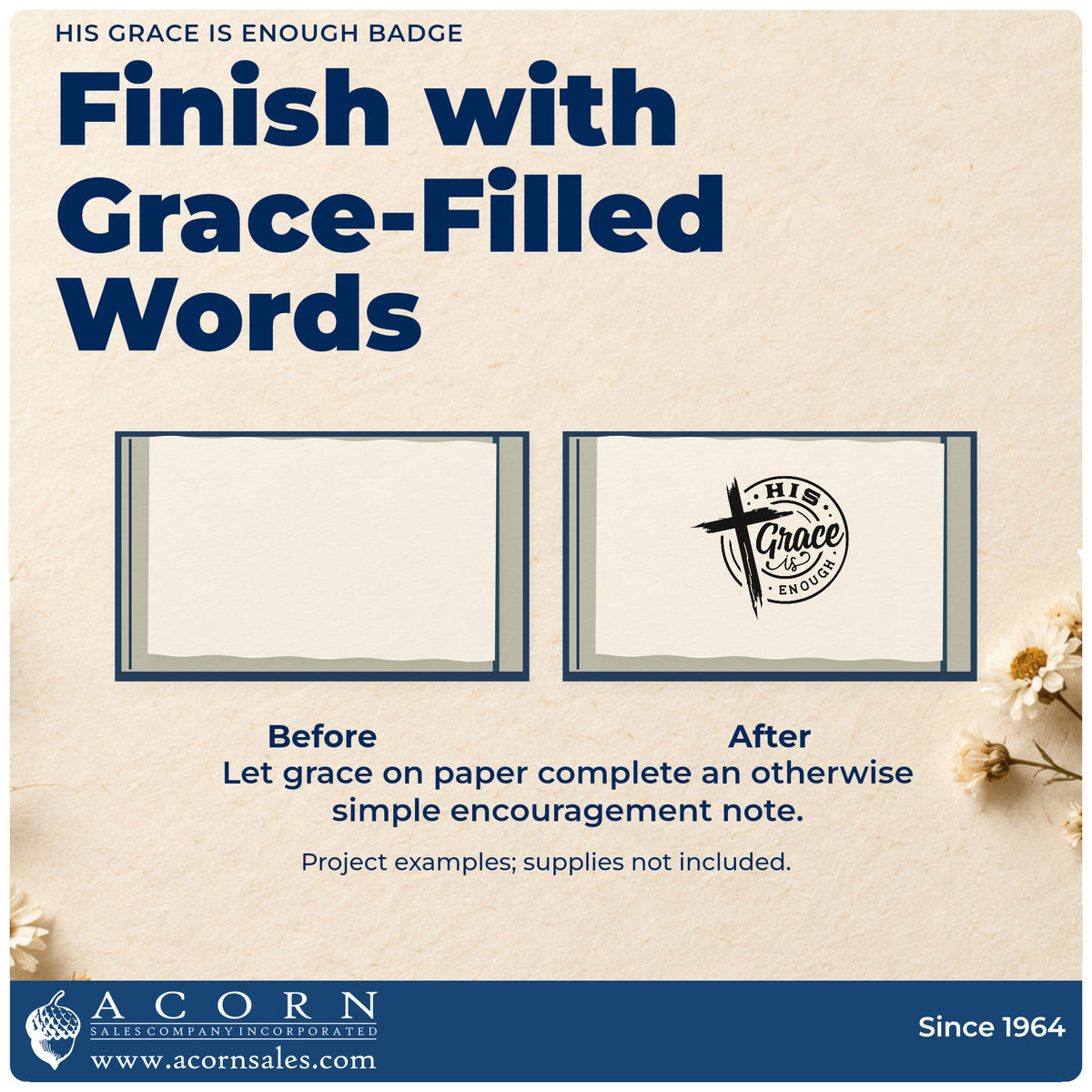His Grace Is Enough Emblem Stamp – Slim Pre-Inked adding the finishing touch to handmade gifts and packaging.