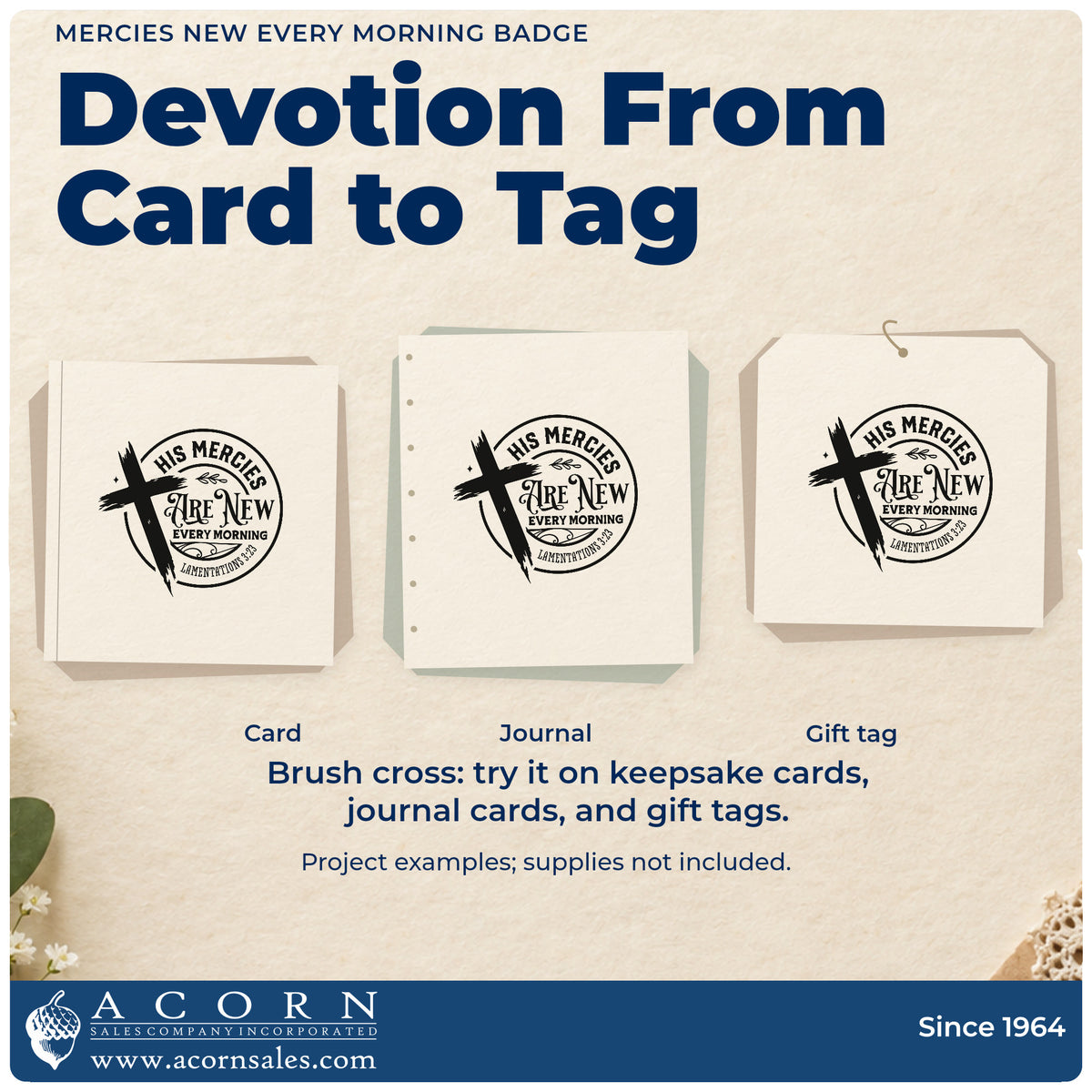 Three project examples made with the His Mercies Are New Every Morning Rubber Stamp – Duo Hand, including sunrise photo pages.