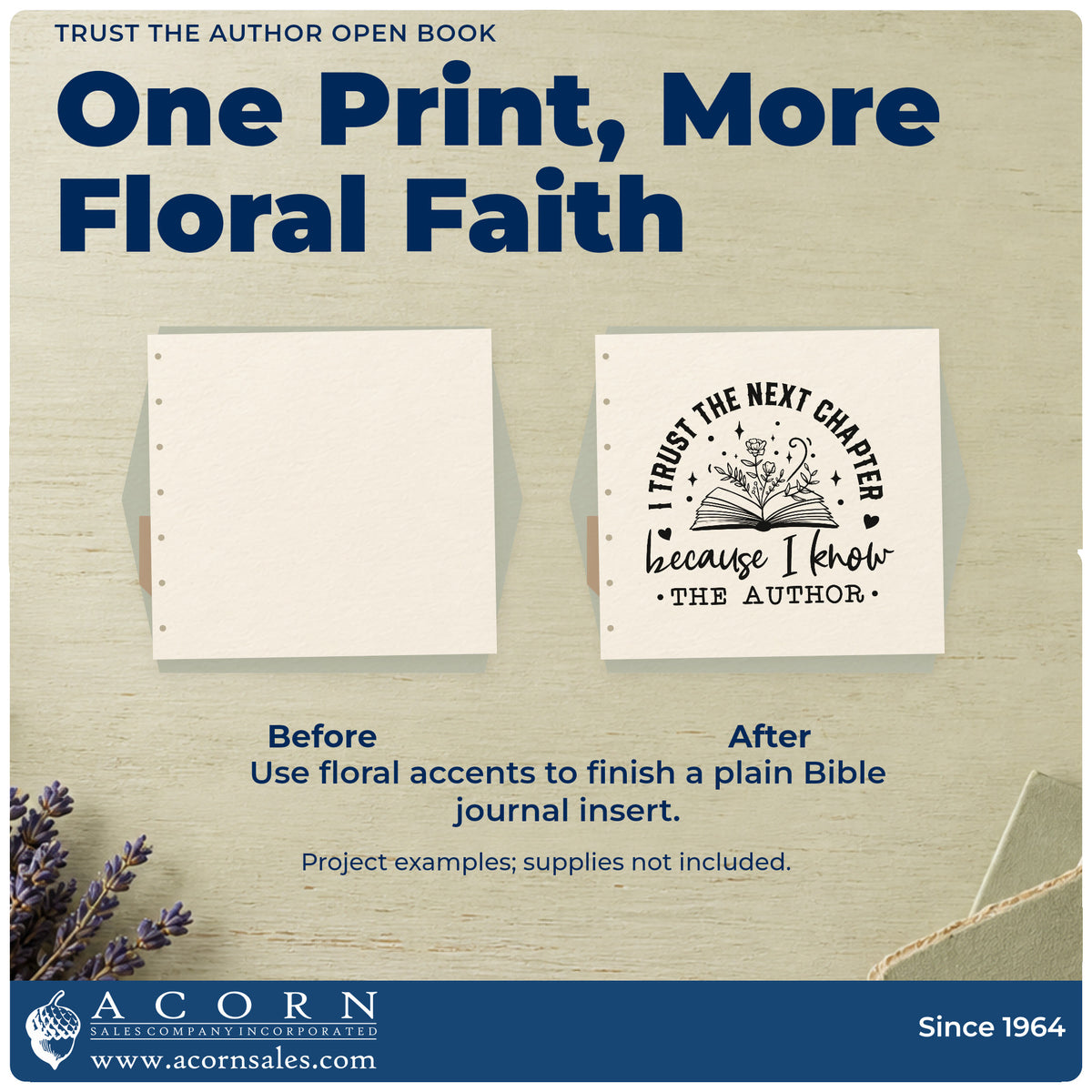 Trust The Author Open Book Floral Accents Hand Stamp – Duo adding the finishing touch to handmade gifts and packaging.