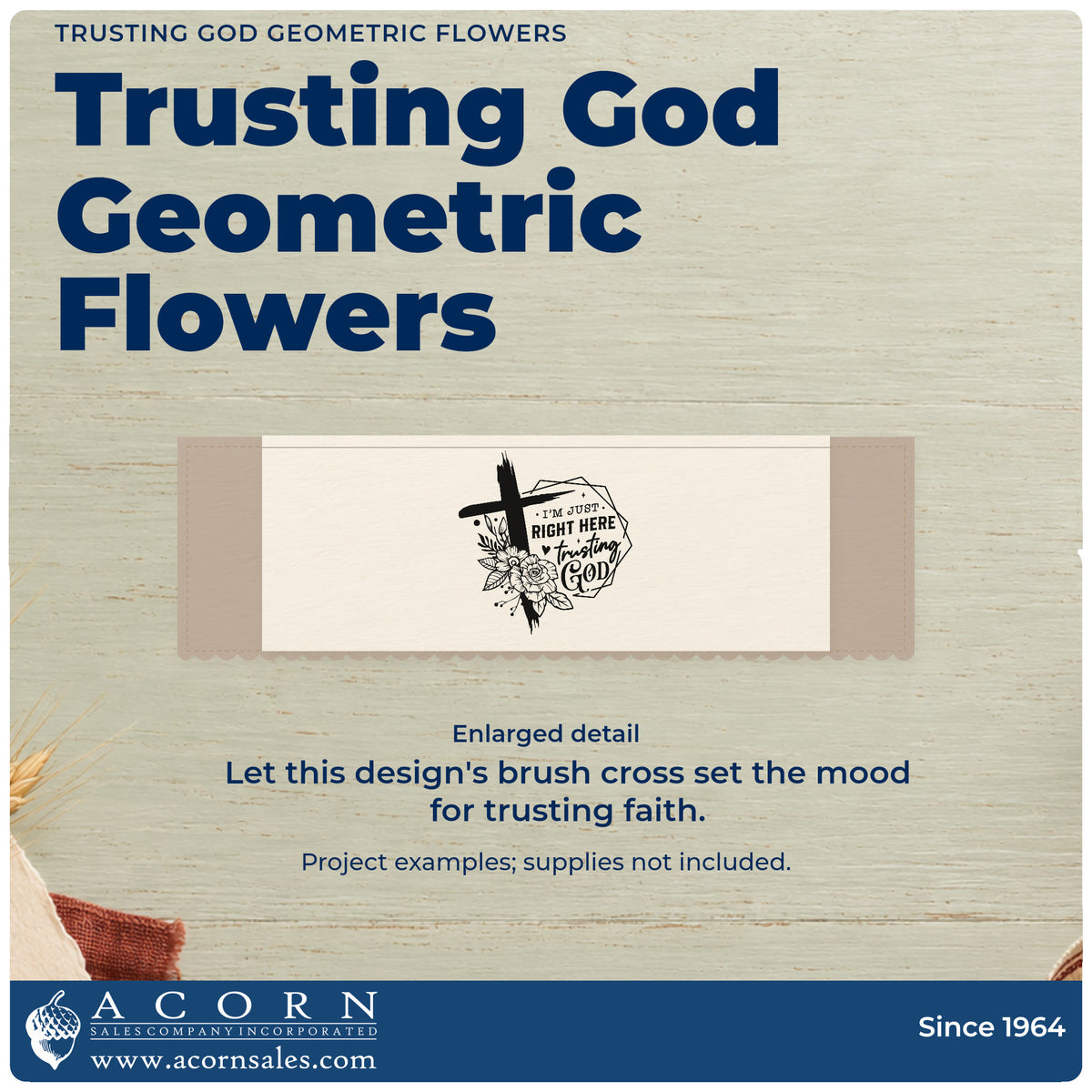 Trusting God Geometric Flowers Rubber Stamp – Duo Hand design shown close up for craft and DIY project inspiration.