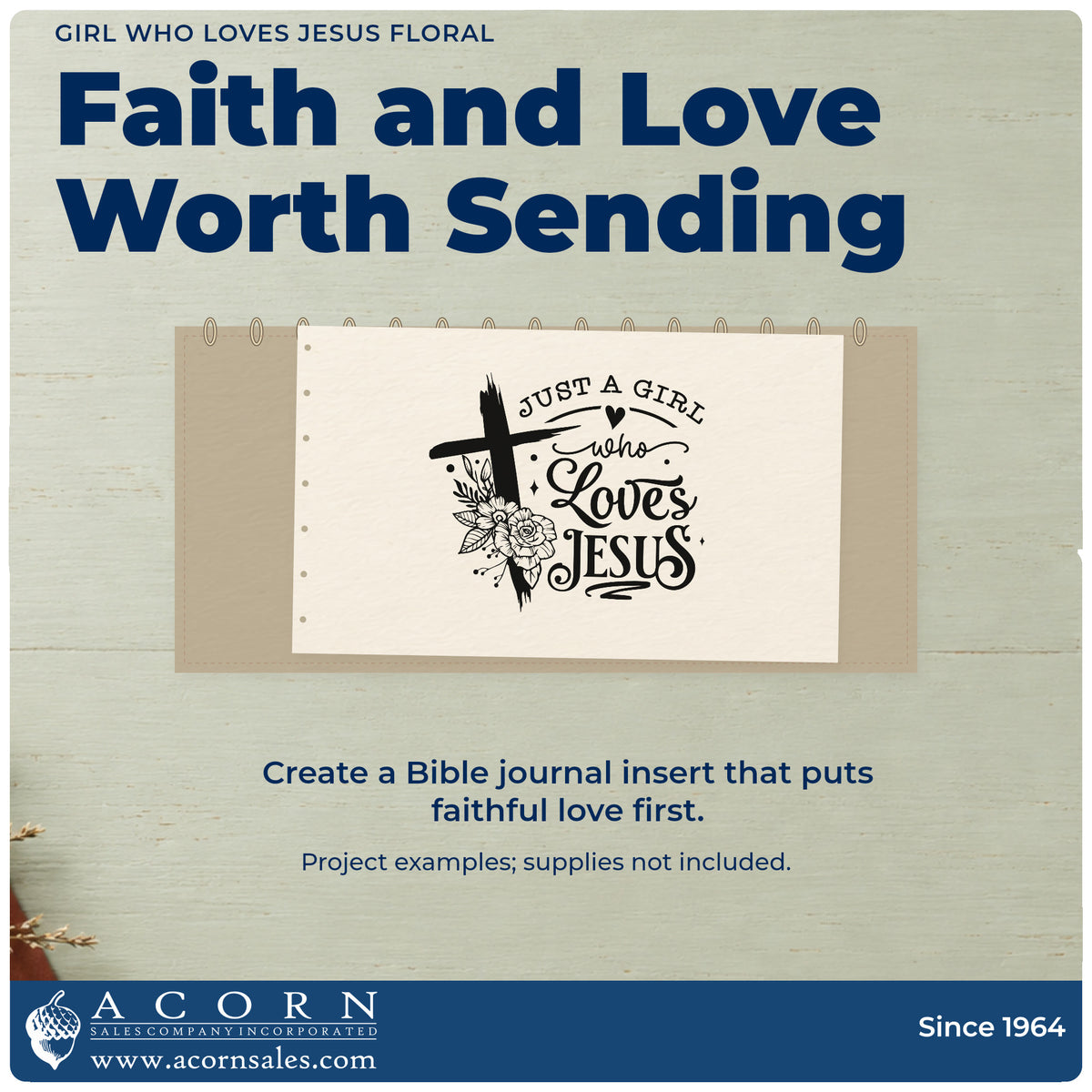 A finished handmade project stamped with the Just A Girl Who Loves Jesus Brushstroke Cross Wood-Mounted Rubber Stamp, ideal for birthday party tags.