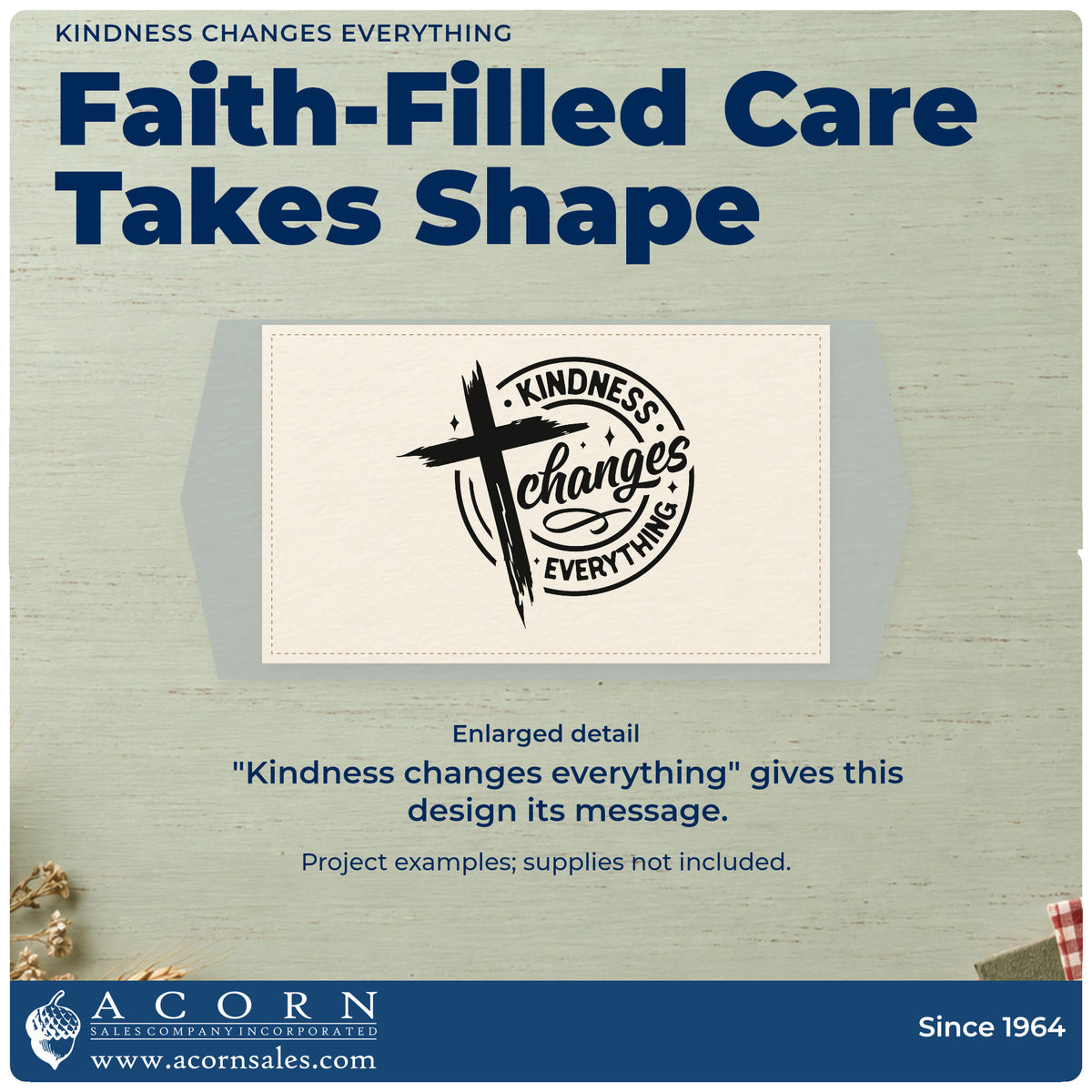 Kindness Changes Everything Brushstroke Cross Pre-Inked Stamp – Slim design shown close up for craft and DIY project inspiration.