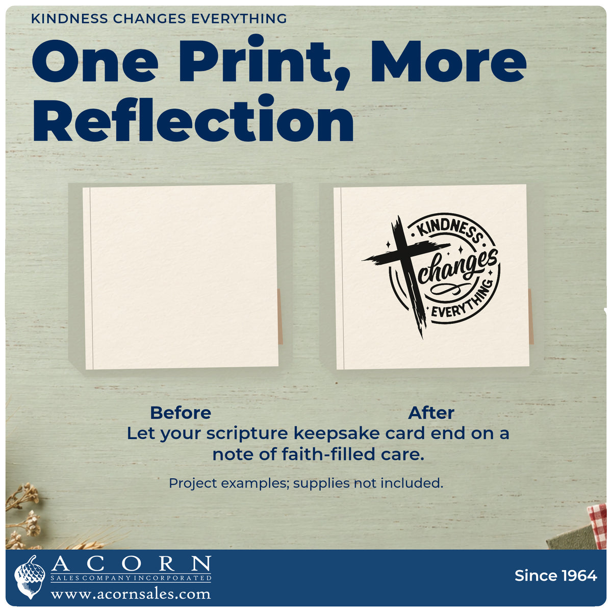 Kindness Changes Everything Brushstroke Cross Pre-Inked Stamp – Slim adding the finishing touch to handmade gifts and packaging.