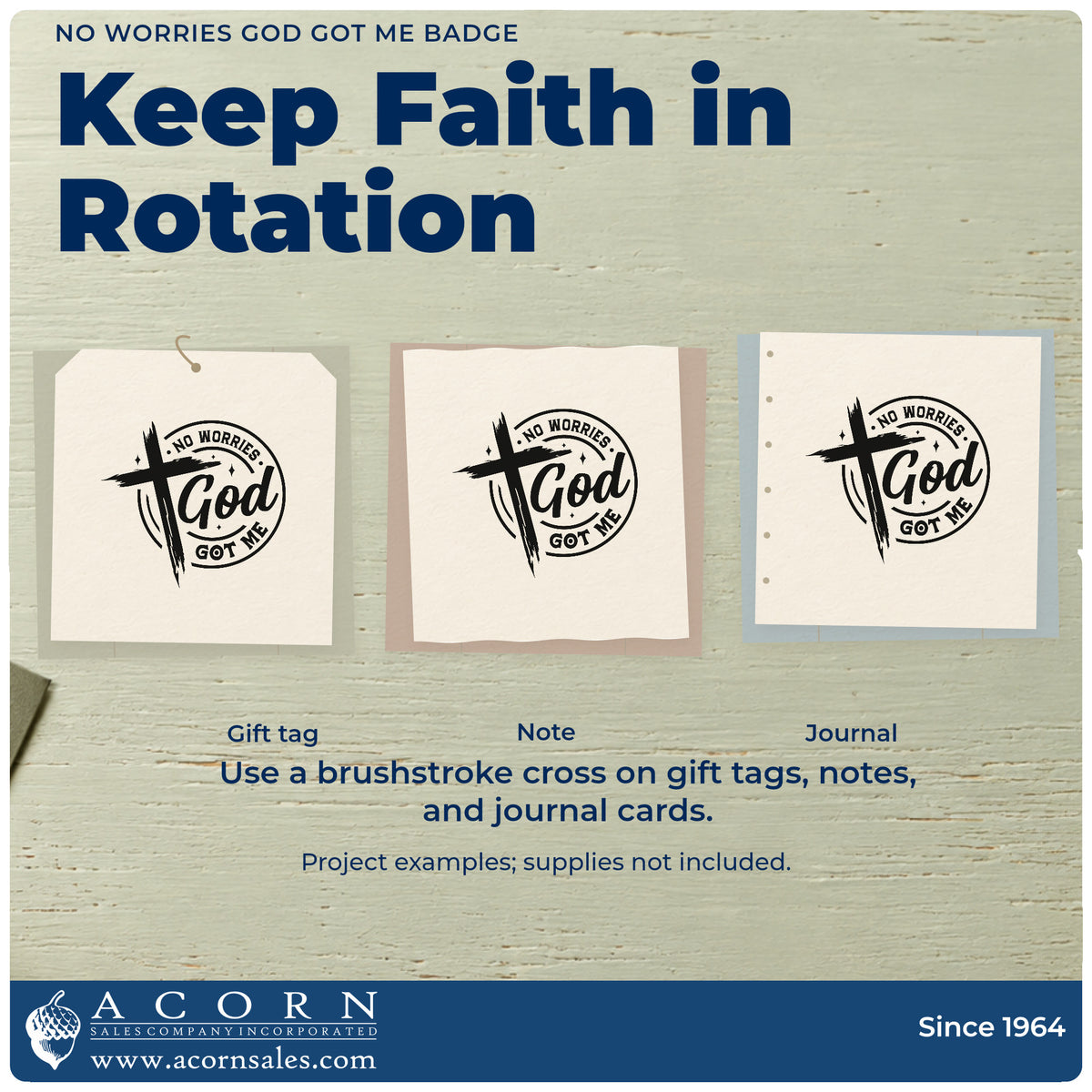 More project ideas and possibilities using the No Worries God Got Me Emblem Stamp – Self-Inking.