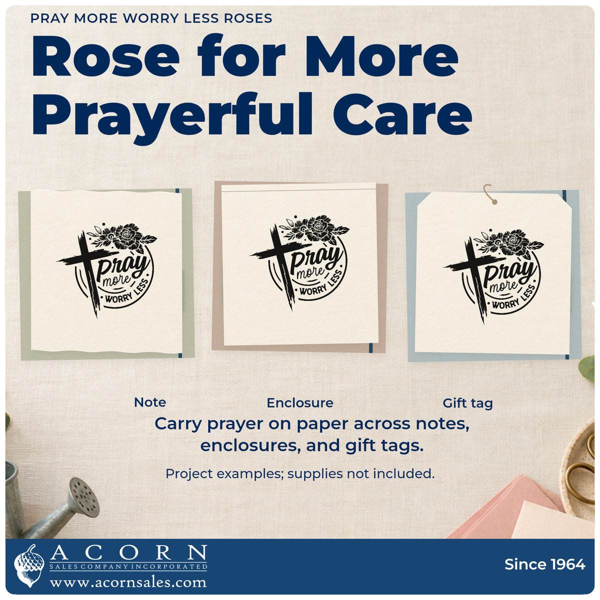 More project ideas and possibilities using the Pray More Worry Less Roses Brushstroke Cross Stamp – Self-Inking.