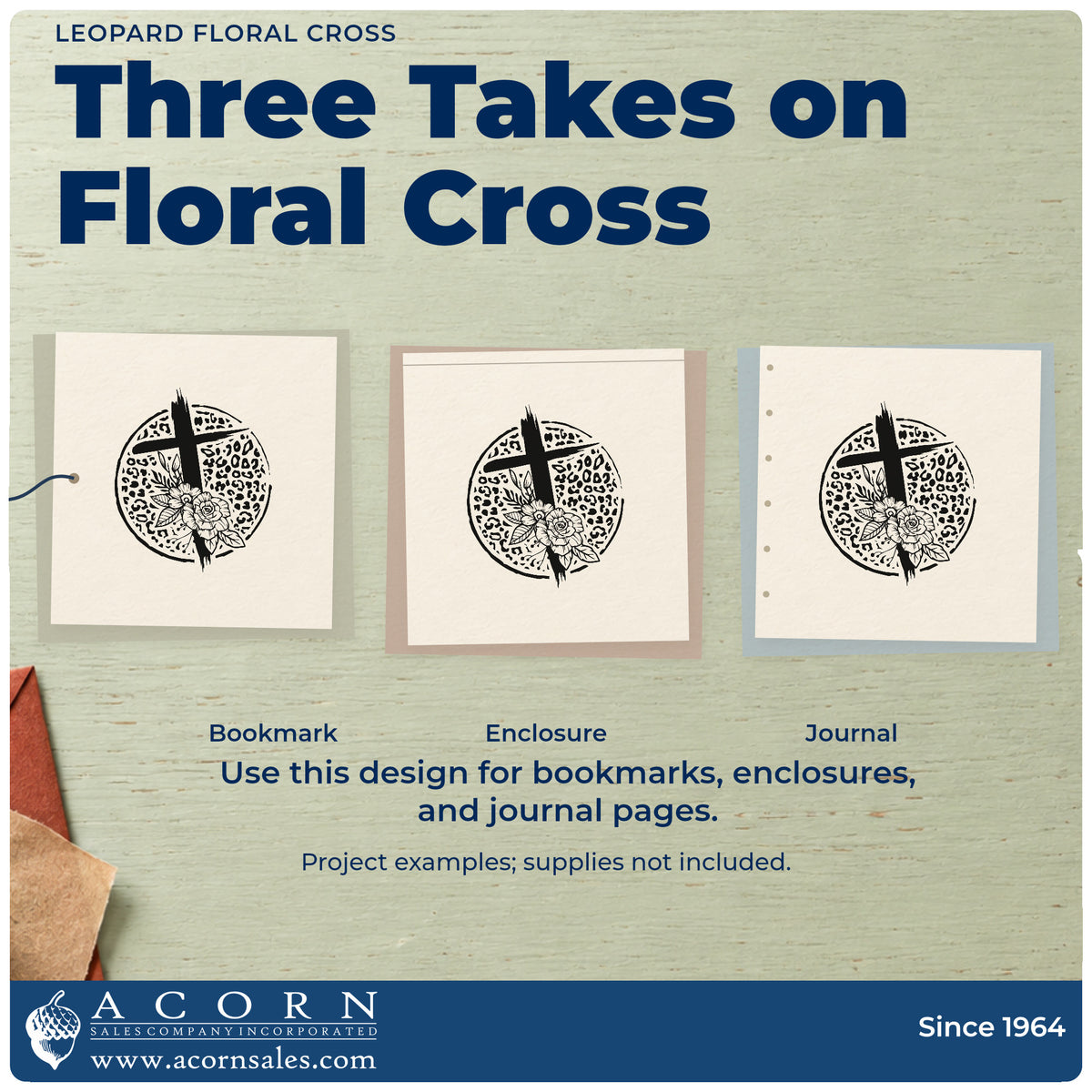 More project ideas and possibilities using the Slim Pre-Inked Cross And Flowers Leopard Circle Stamp.