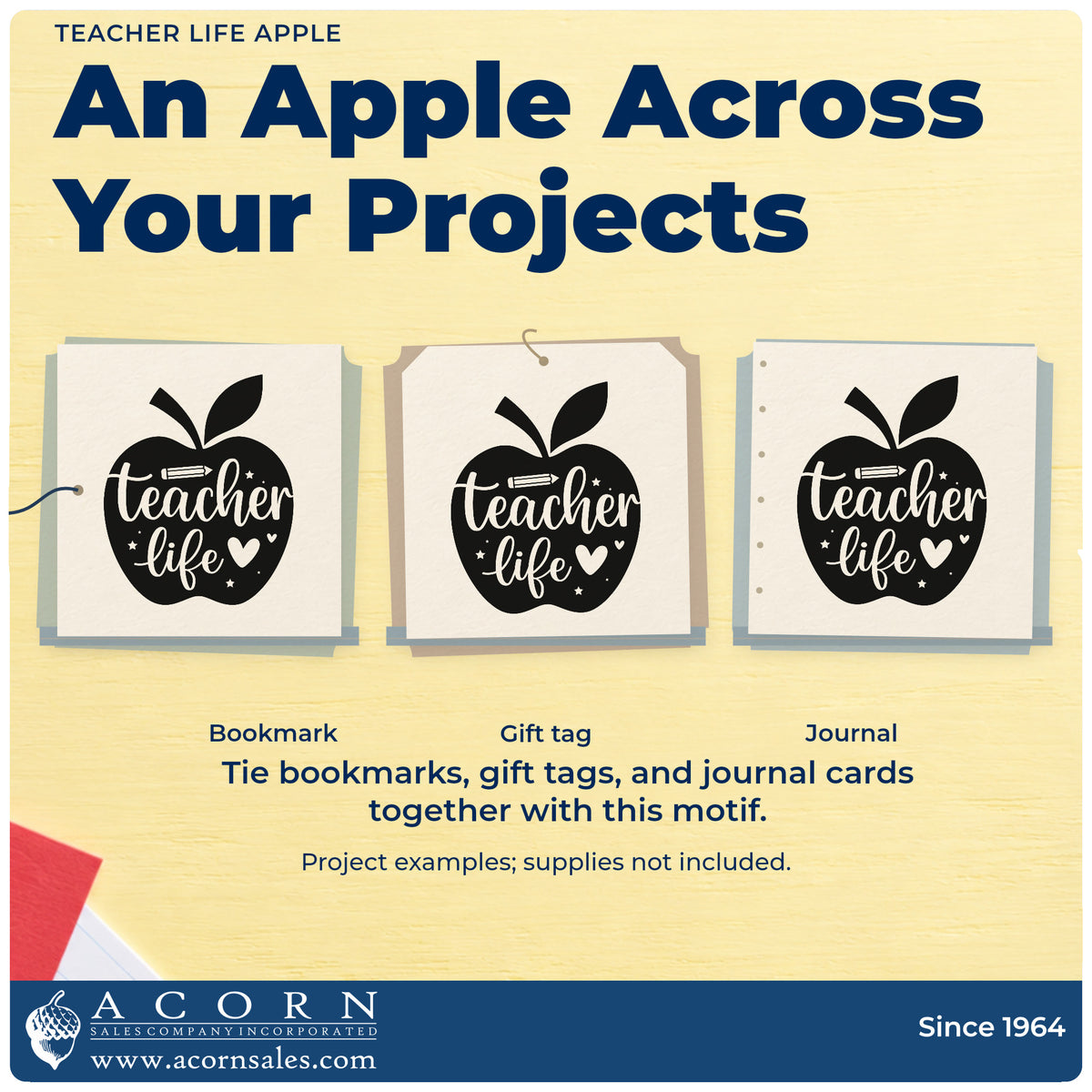 More project ideas and possibilities using the Teacher Life Apple Wood Handle Stamp.