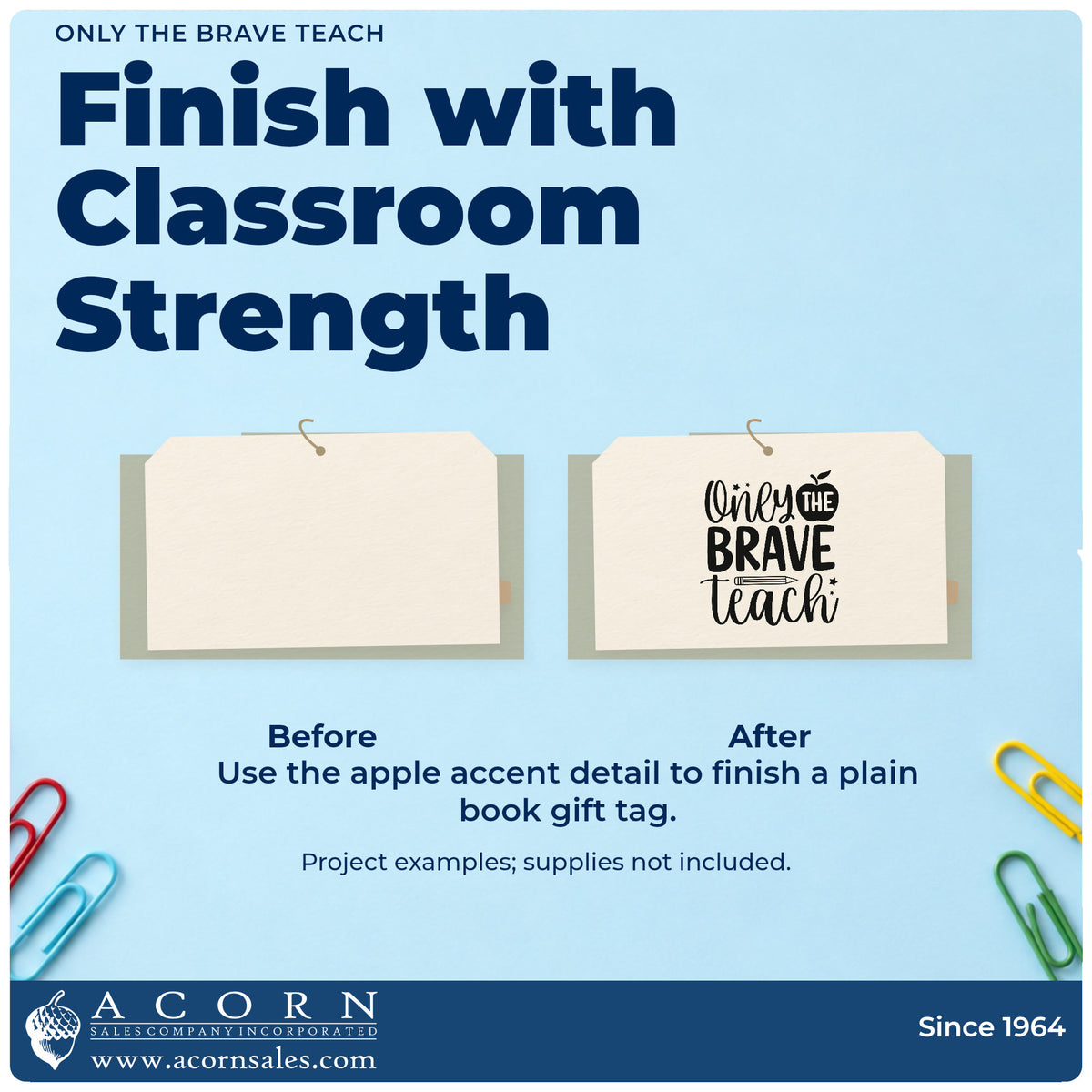 Only The Brave Teach Rubber Stamp – Duo Hand adding the finishing touch to handmade gifts and packaging.