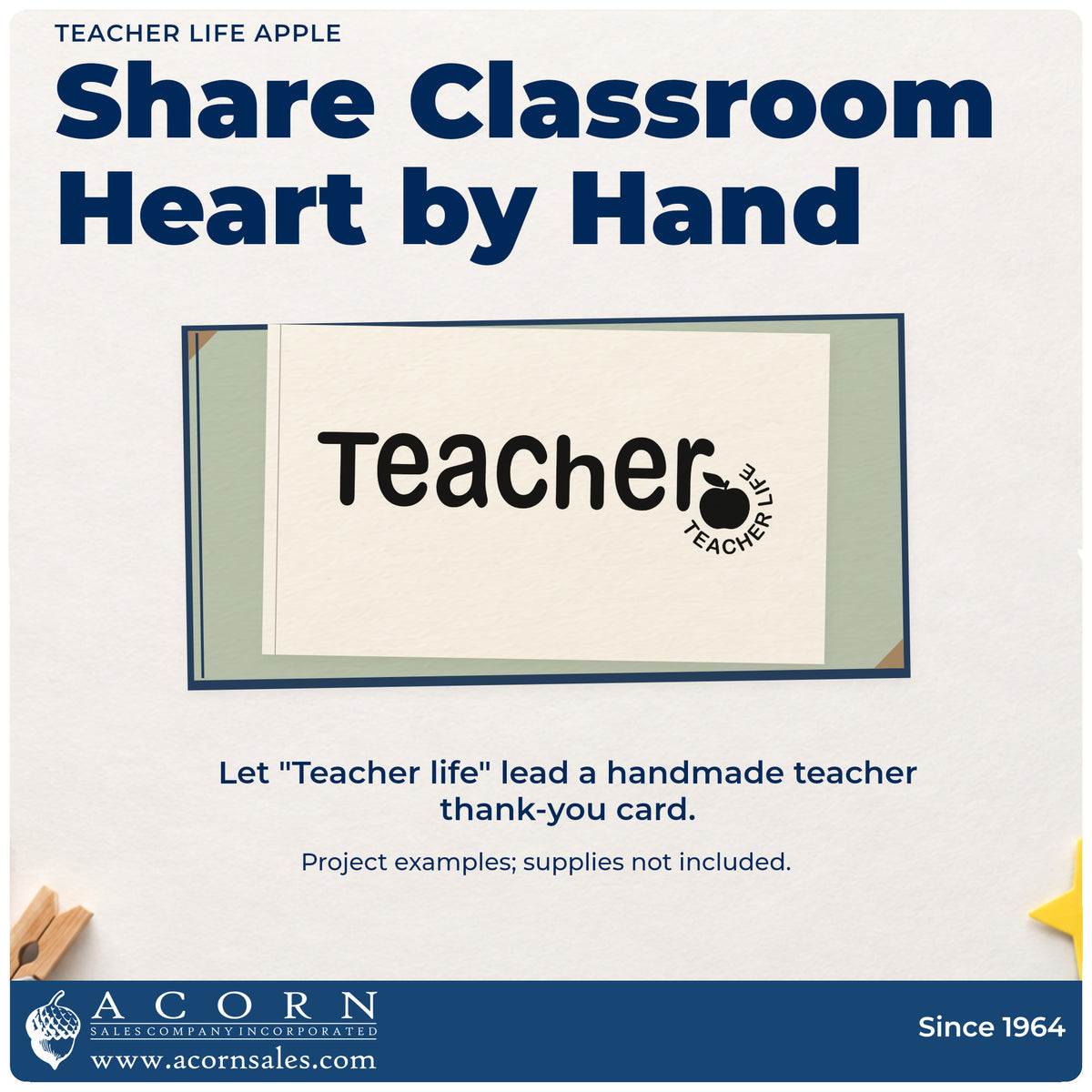 Finished handmade project created with the Teacher Life Apple Lettering Hand Stamp – Duo.