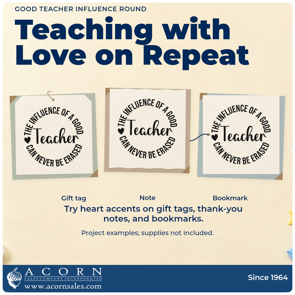 More project ideas and possibilities using the Good Teacher Influence Round Rubber Stamp – Duo Hand.