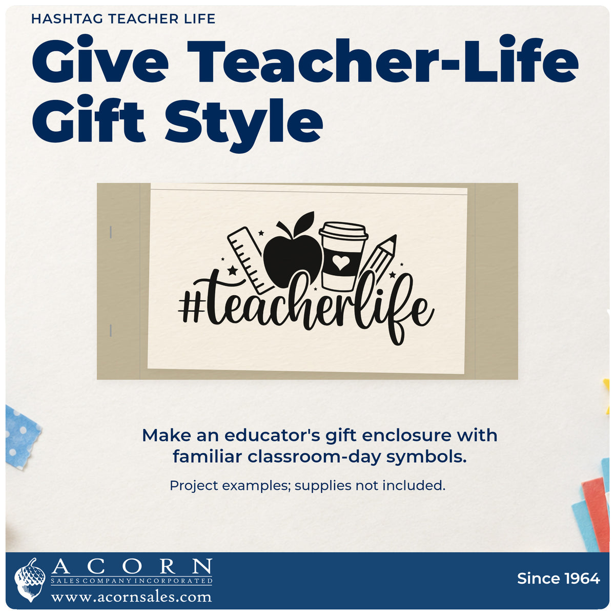 Finished handmade project created with the Hashtag Teacher Life Apple Rubber Stamp – Duo Hand.
