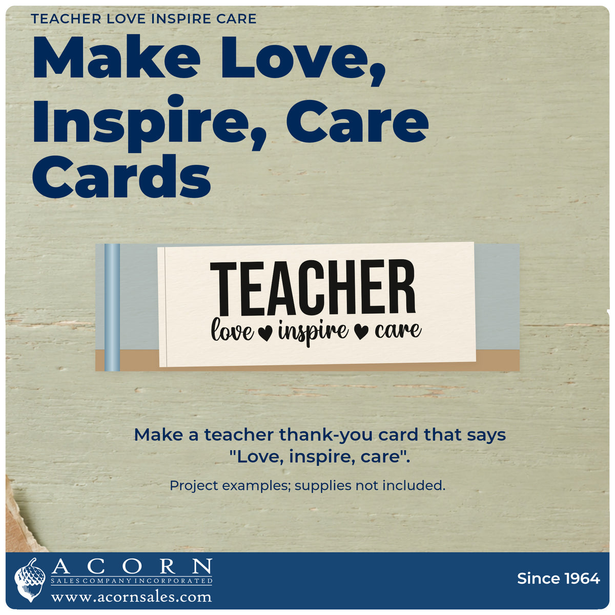 A finished handmade project stamped with the Teacher Love Inspire Care Stamp – PSI Pre-Inked, ideal for care team tags.