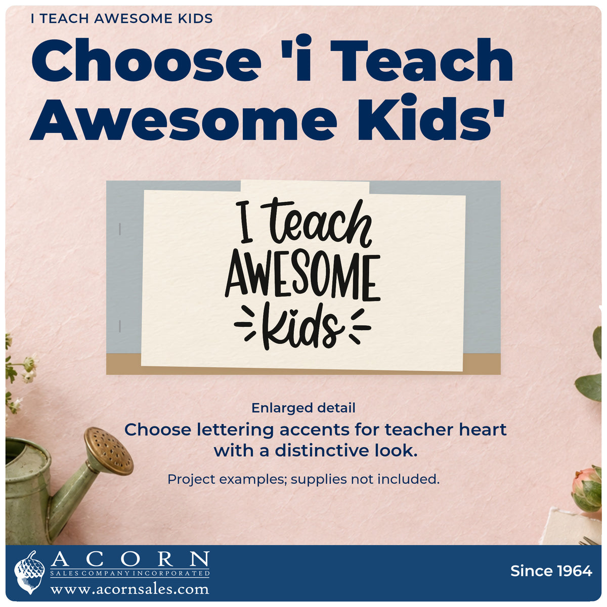 I Teach Awesome Kids With Hearts Stamp – Self-Inking design shown close up for craft and DIY project inspiration.