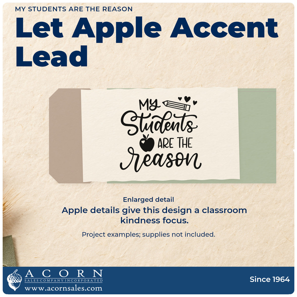 My Students Are The Reason Apple Hand Stamp – Duo design shown close up for craft and DIY project inspiration.