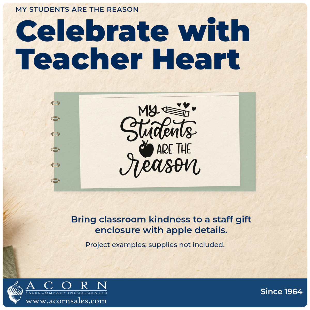 Finished handmade project created with the My Students Are The Reason Apple Hand Stamp – Duo.