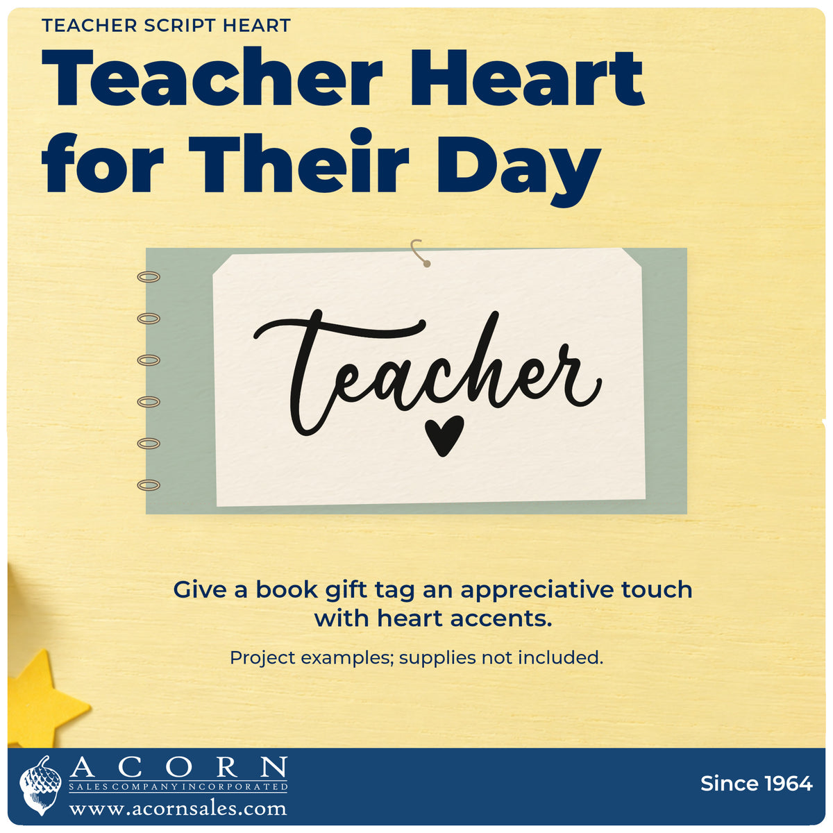 A finished handmade project stamped with the Teacher Script Heart PSI Pre-Inked Stamp, ideal for bulk class tags.
