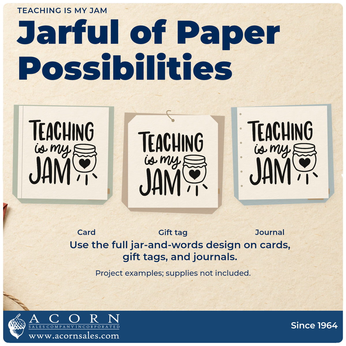More project ideas and possibilities using the Teaching Is My Jam Jar Illustration PSI Pre-Inked Stamp.