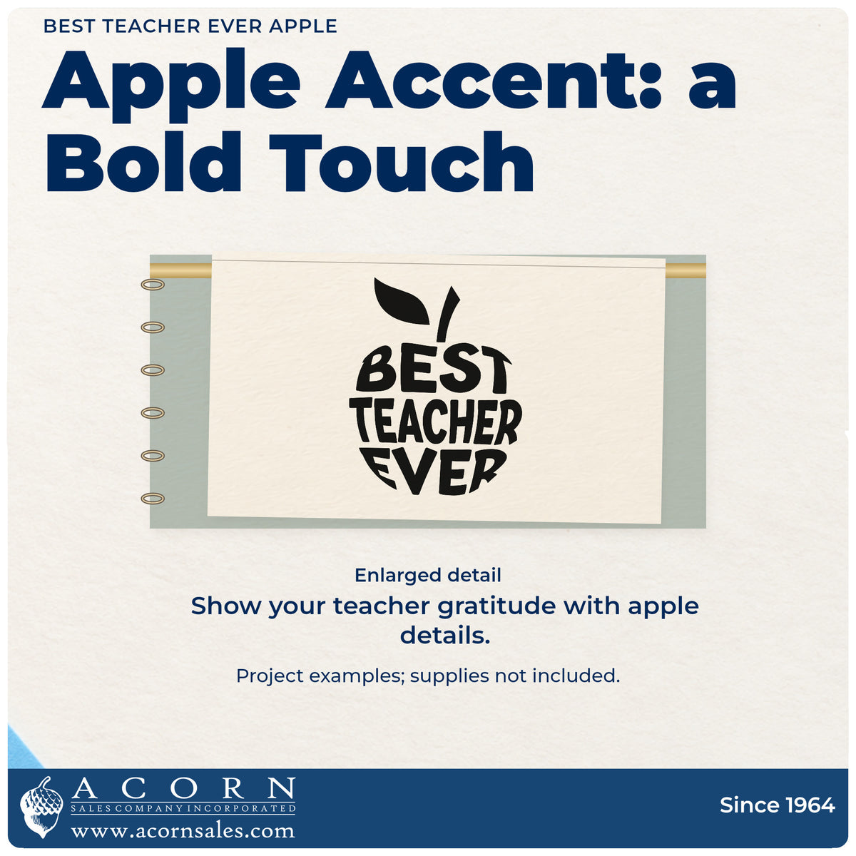 Best Teacher Ever Apple Pre-Inked Stamp – PSI design shown close up for craft and DIY project inspiration.
