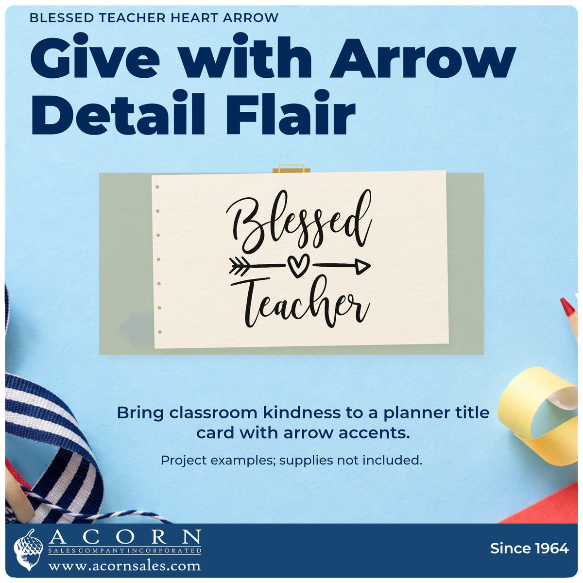 A finished handmade project stamped with the Blessed Teacher Heart Arrow Pre-Inked Stamp – PSI, ideal for chapel gift tags.