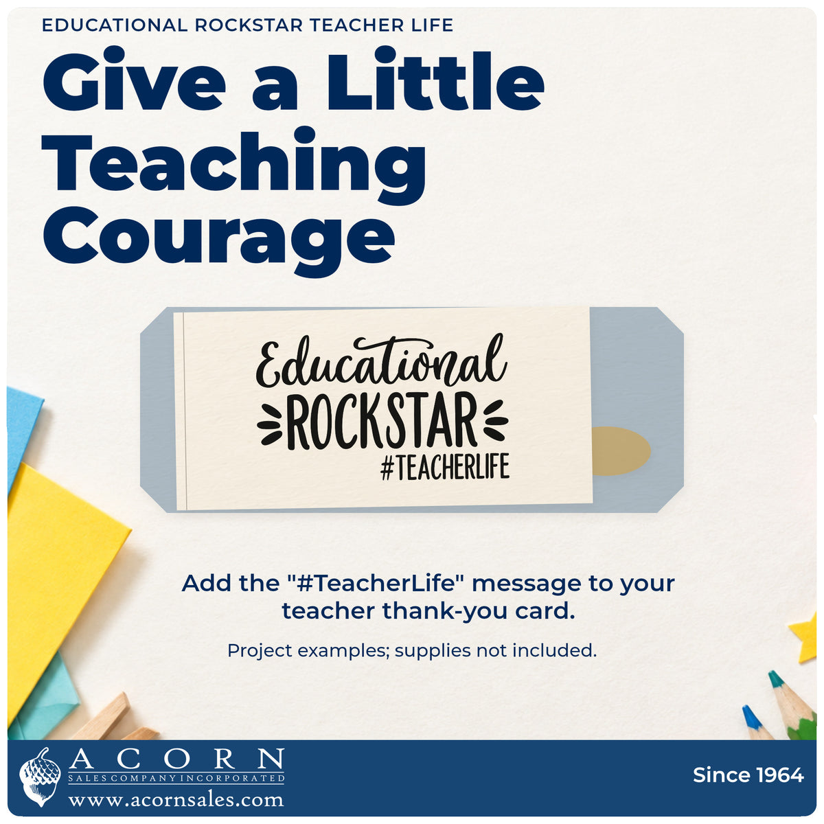 A finished handmade project stamped with the Educational Rockstar Teacher Life Rubber Stamp – Duo Hand, ideal for gig poster tags.