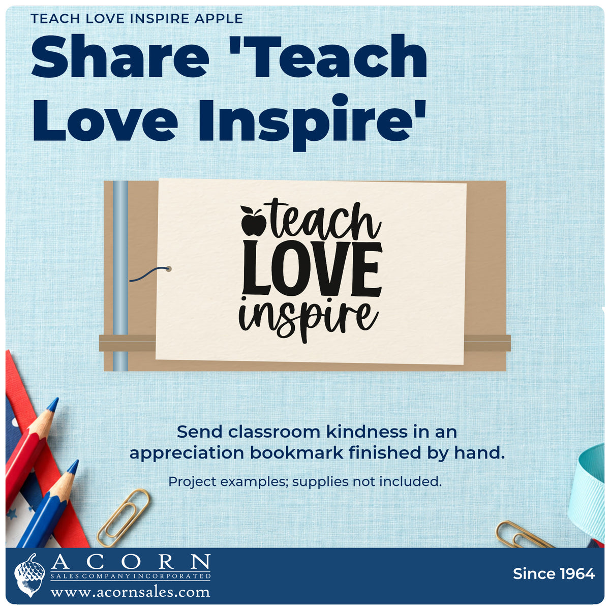 A finished handmade project stamped with the Teach Love Inspire Apple Stamp – PSI Pre-Inked, ideal for bridal shower tags.