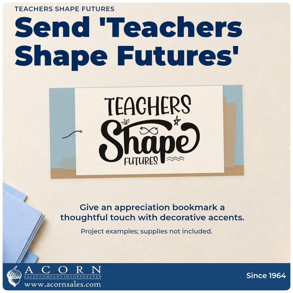 A finished handmade project stamped with the Premium Wooden Teachers Shape Futures Arrow Loop Stamp – Vintage Pro, ideal for handover year tags.