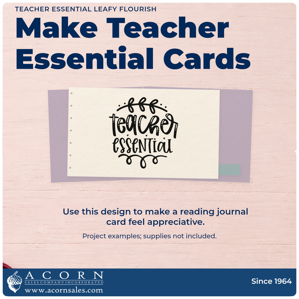 A finished handmade project stamped with the Teacher Essential Leafy Flourish Premium Wood-Mounted Stamp – Vintage Pro, ideal for bundle item tags.