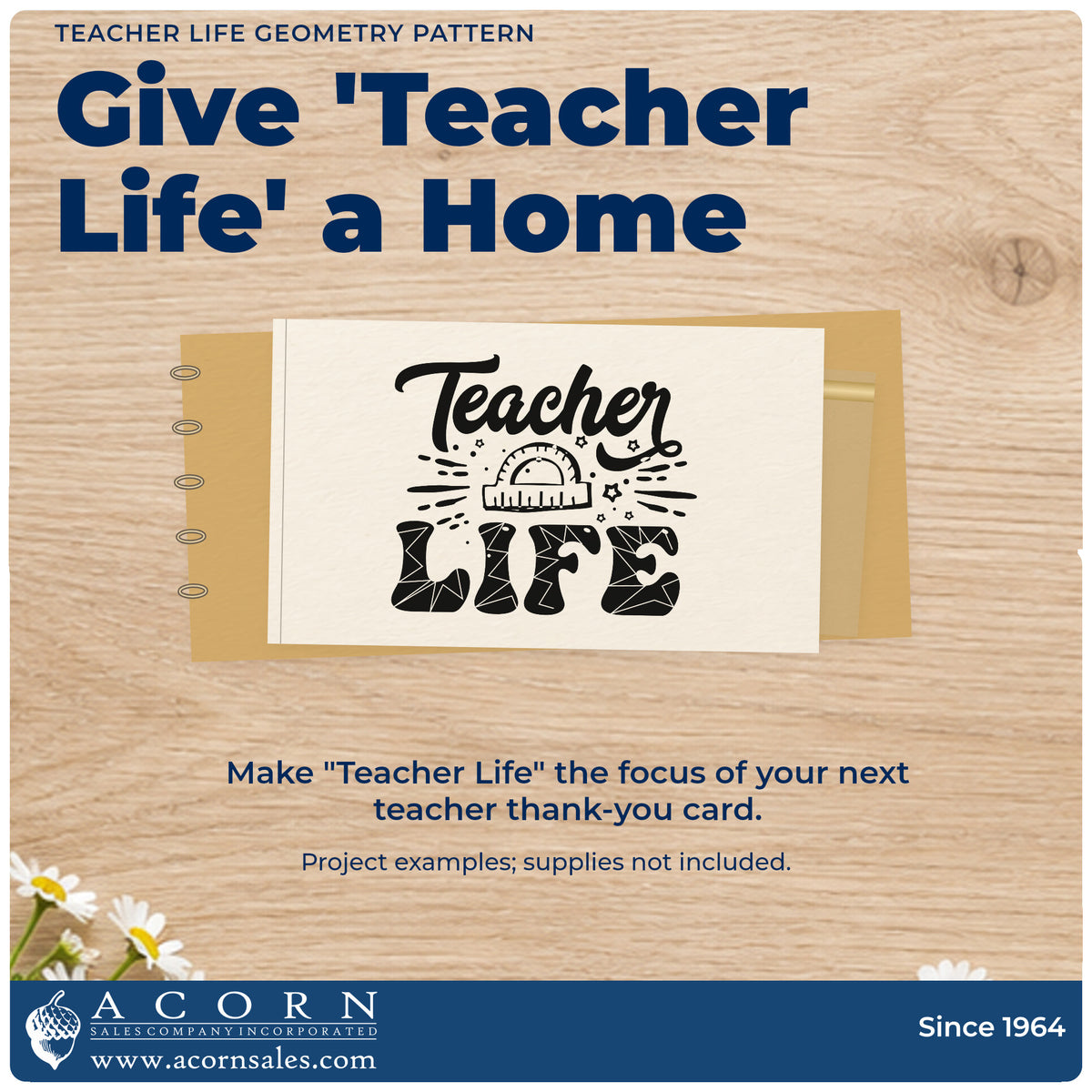 A finished handmade project stamped with the Pre-Inked Teacher Life Geometry Pattern With Stars Stamp – PSI, ideal for geometry set tags.