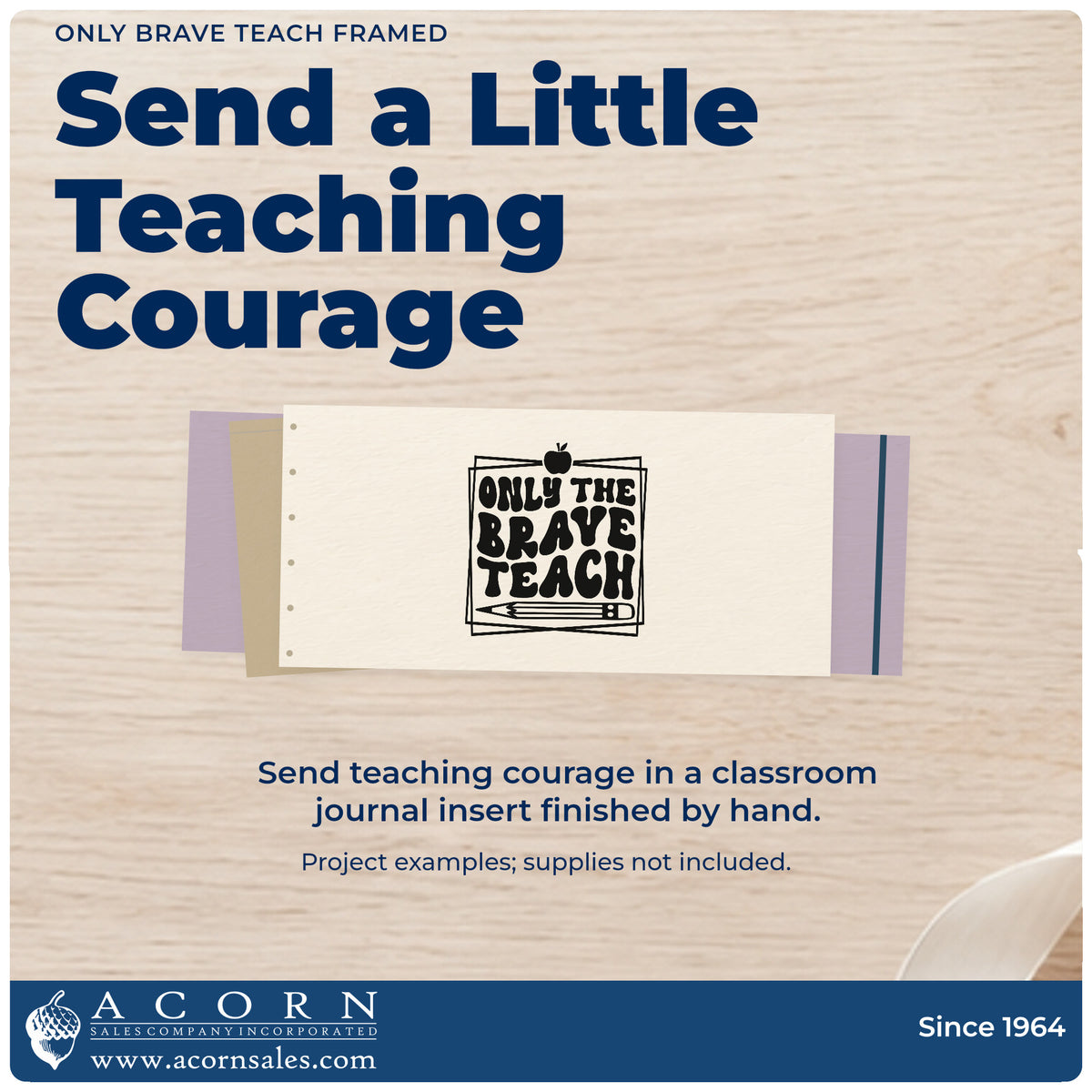 A finished handmade project stamped with the Only Brave Teach Framed Slim Pre-Inked Stamp, ideal for layer craft tags.