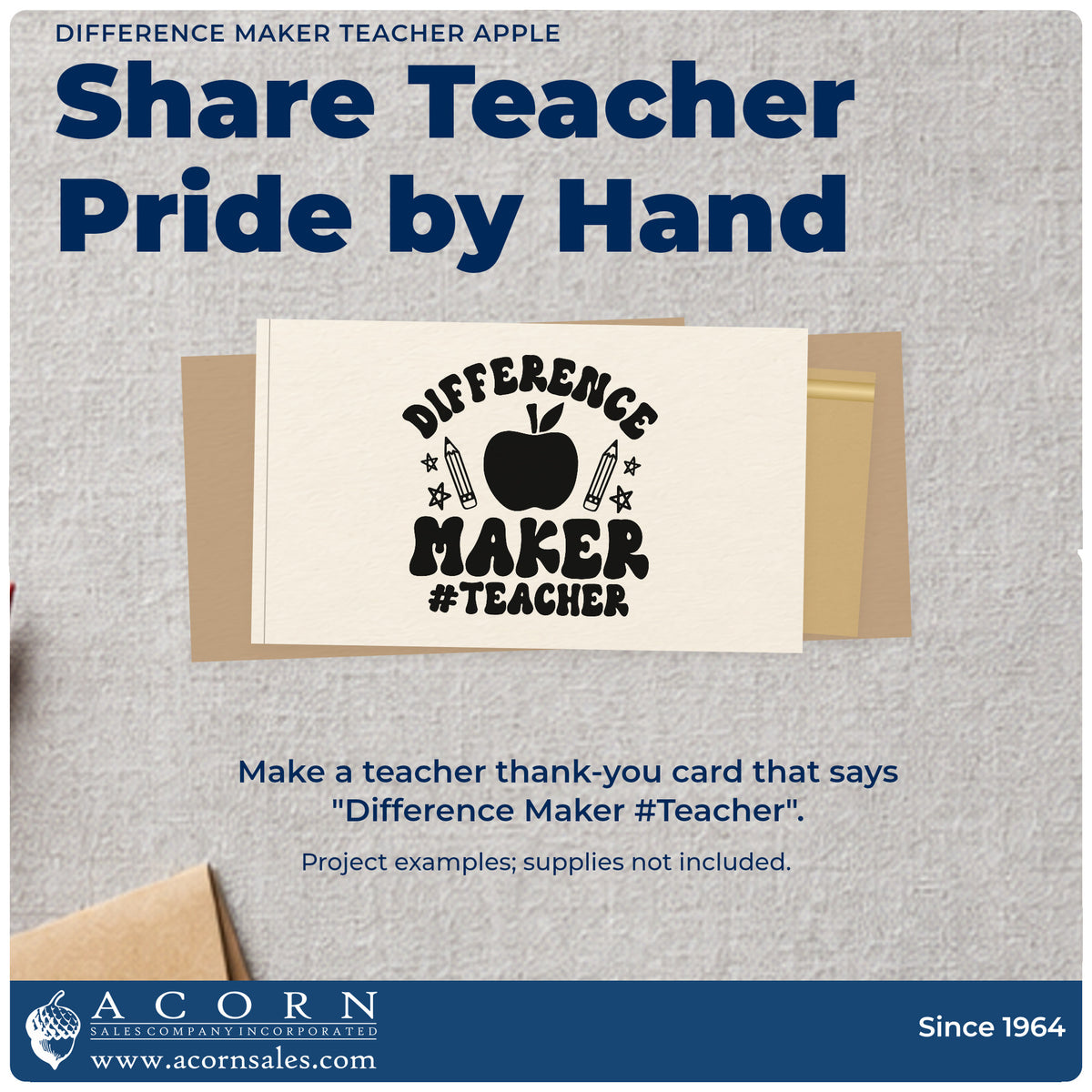 A finished handmade project stamped with the Difference Maker Teacher Apple Stamp – Slim Pre-Inked, ideal for praise board tags.