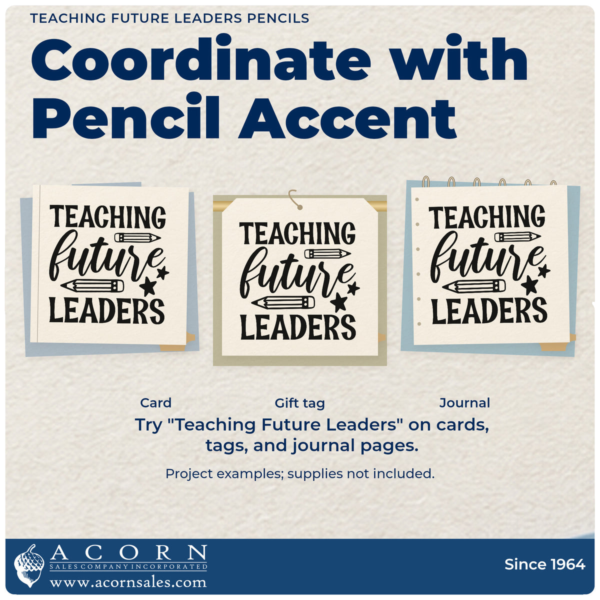 Three project examples made with the Slim Pre-Inked Teaching Future Leaders Pencils Stamp, including ballot box labels.