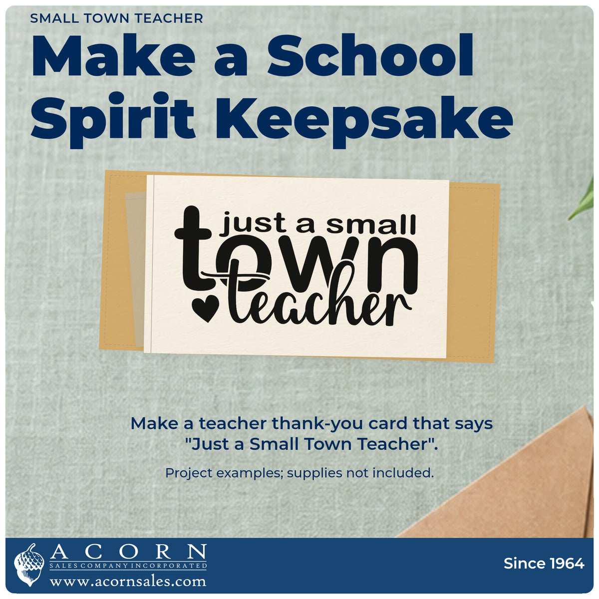 A finished handmade project stamped with the Just A Small Town Teacher Premium Wooden Stamp – Vintage Pro, ideal for village fete tags.