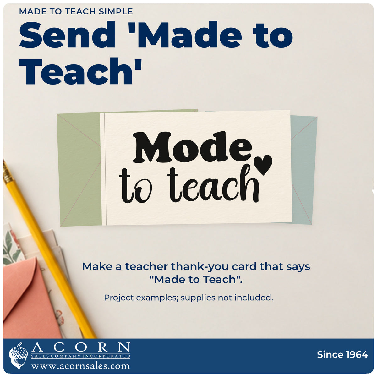 A finished handmade project stamped with the Made To Teach Self-Inking Stamp, ideal for type study tags.