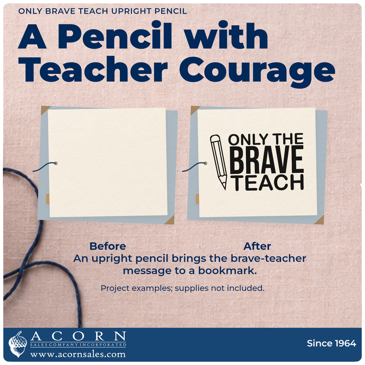 Before and after of a plain item finished with the Only Brave Teach Upright Pencil Outline Detail Hand Stamp – Duo, a quick upgrade for tube cap seals.