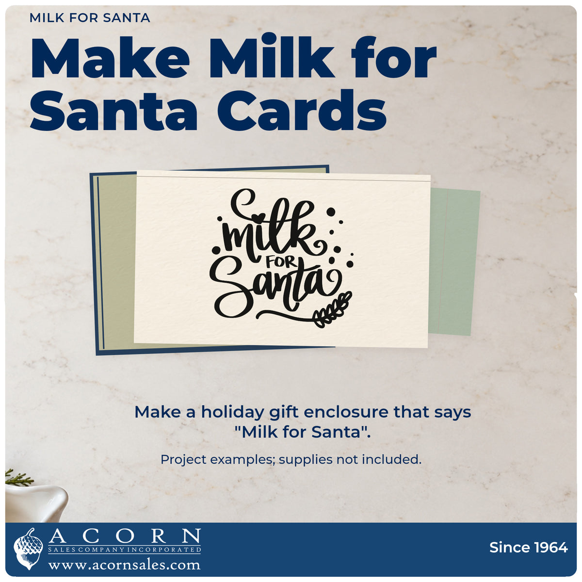 A finished handmade project stamped with the Milk For Santa Botanical Sprig Hand Stamp – Duo, ideal for plate set tags.