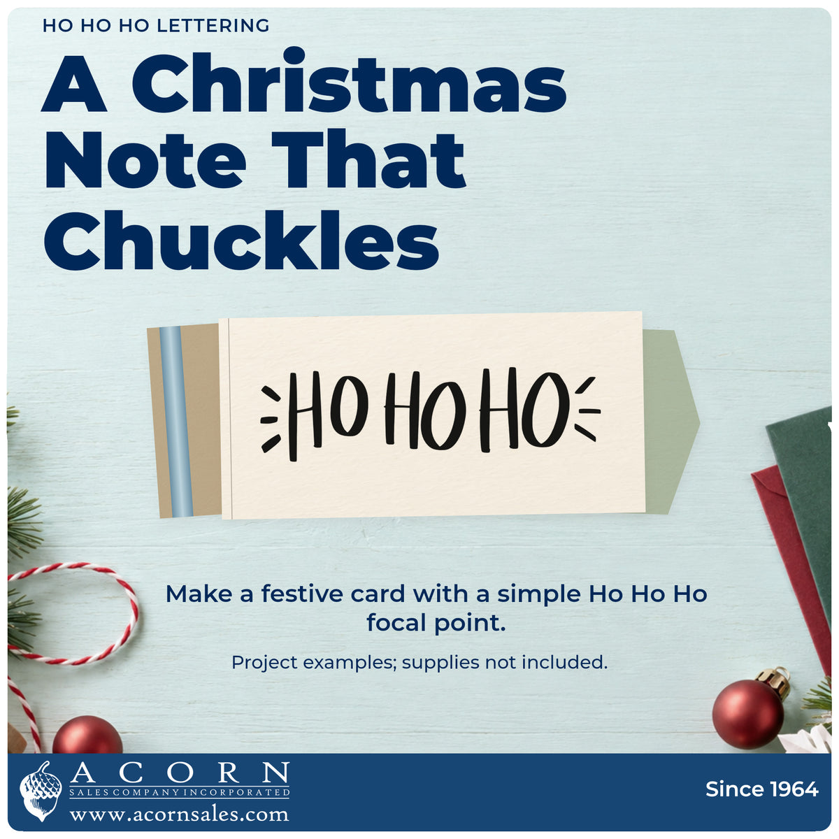 A finished handmade project stamped with the Ho Ho Ho Lettering Self-Inking Craft Stamp, ideal for repeat pattern paper.