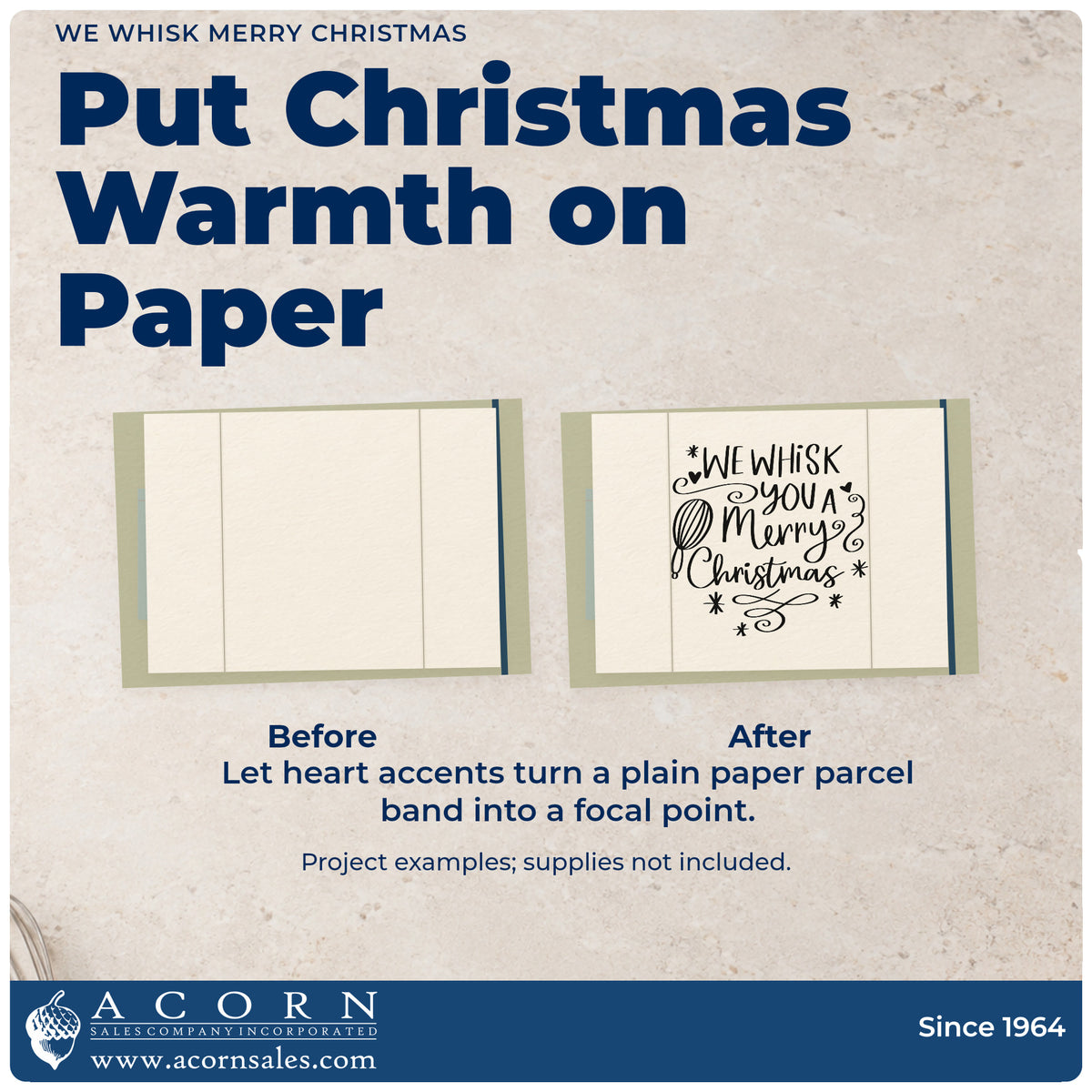 Before and after of a plain item finished with the We Whisk You A Merry Christmas Slim Pre-Inked Stamp, a quick upgrade for framed pantry door.