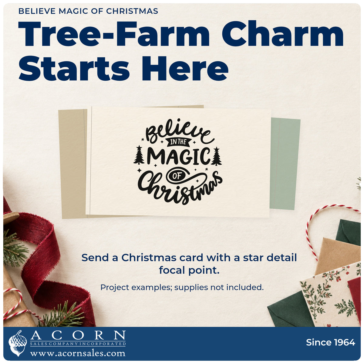 A finished handmade project stamped with the Pre-Inked Believe Magic Of Christmas Stamp – PSI, ideal for woodland party album.