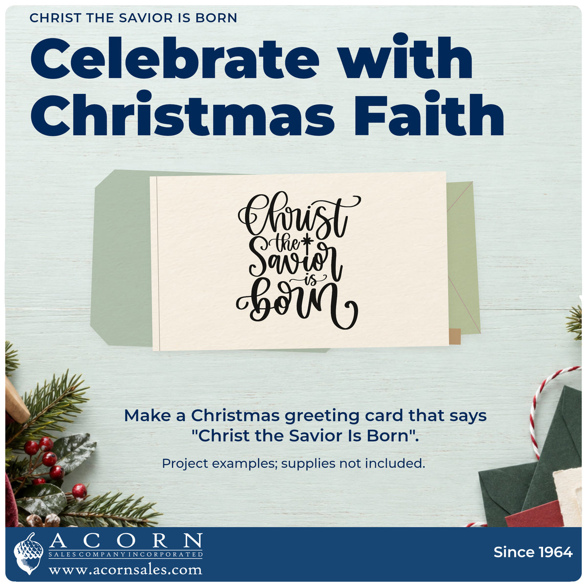 A finished handmade project stamped with the Christ The Savior Is Born Wood Handle Stamp, ideal for advent wreath album.