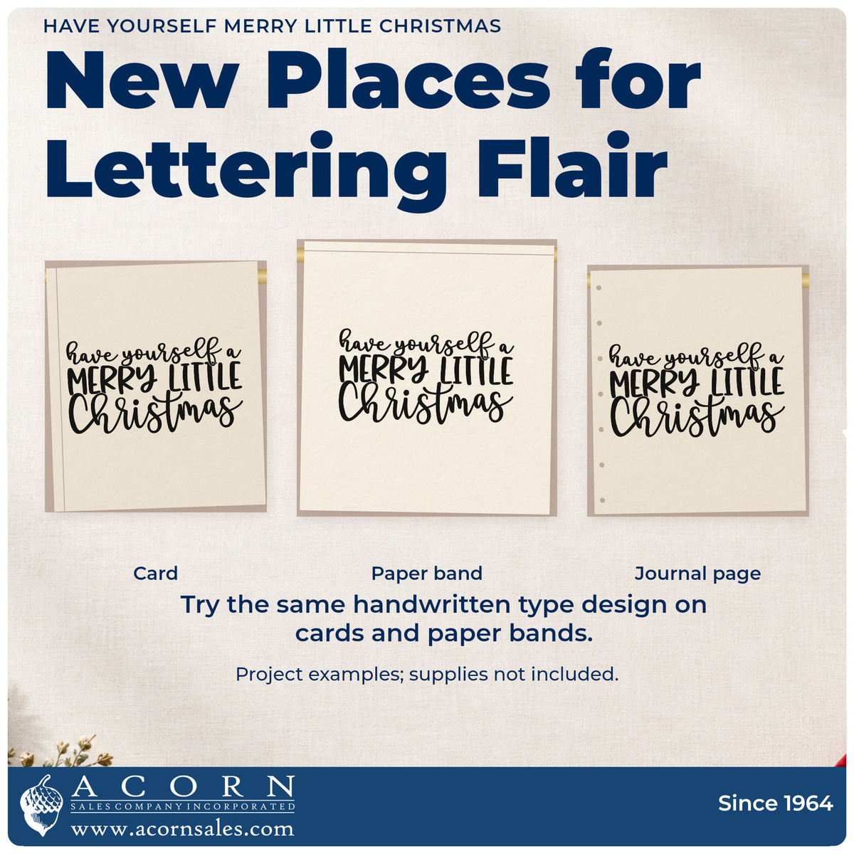 Three project examples made with the Have Yourself A Merry Little Christmas Pre-Inked Stamp – Slim, including evening plan sheet.