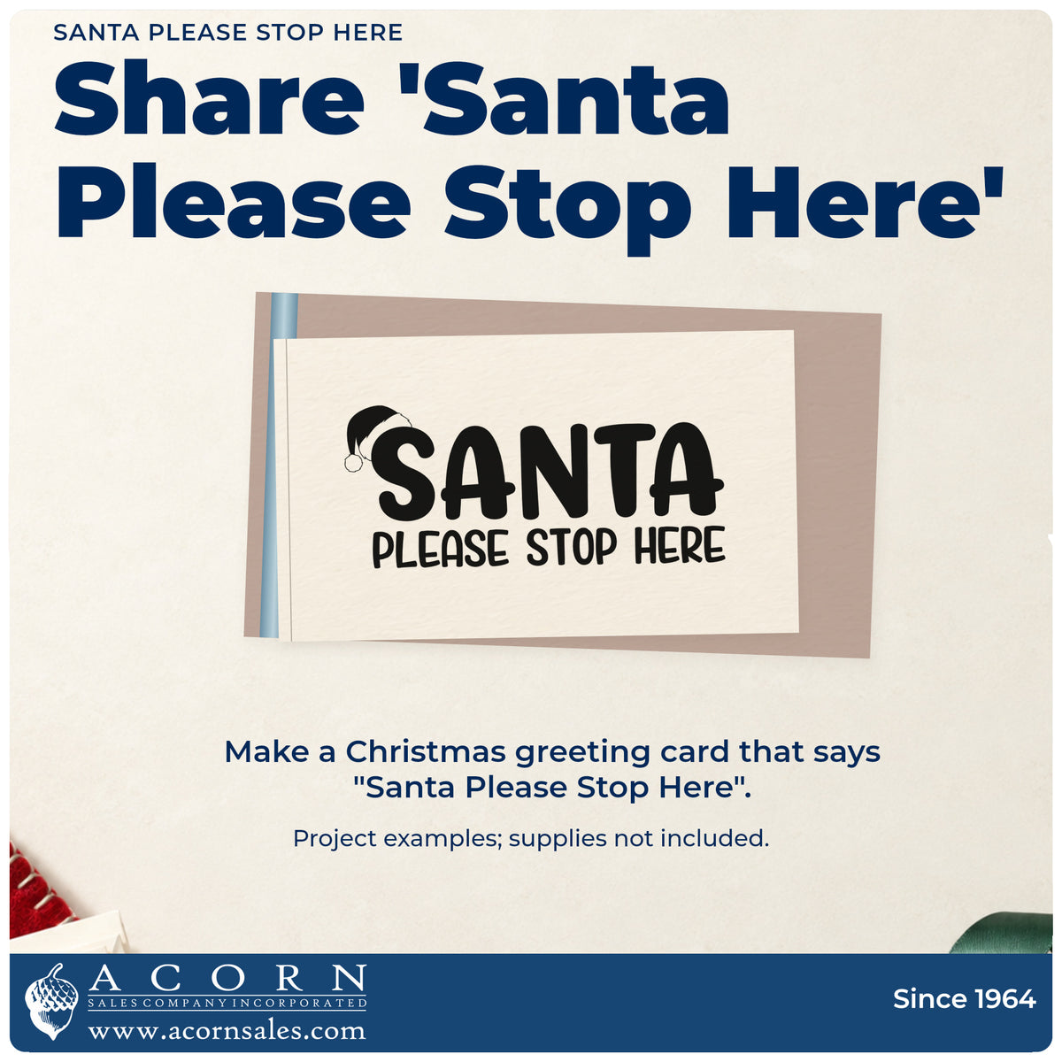 A finished handmade project stamped with the Santa Please Stop Here Hat Pre-Inked Stamp – Slim, ideal for christmas eve album.