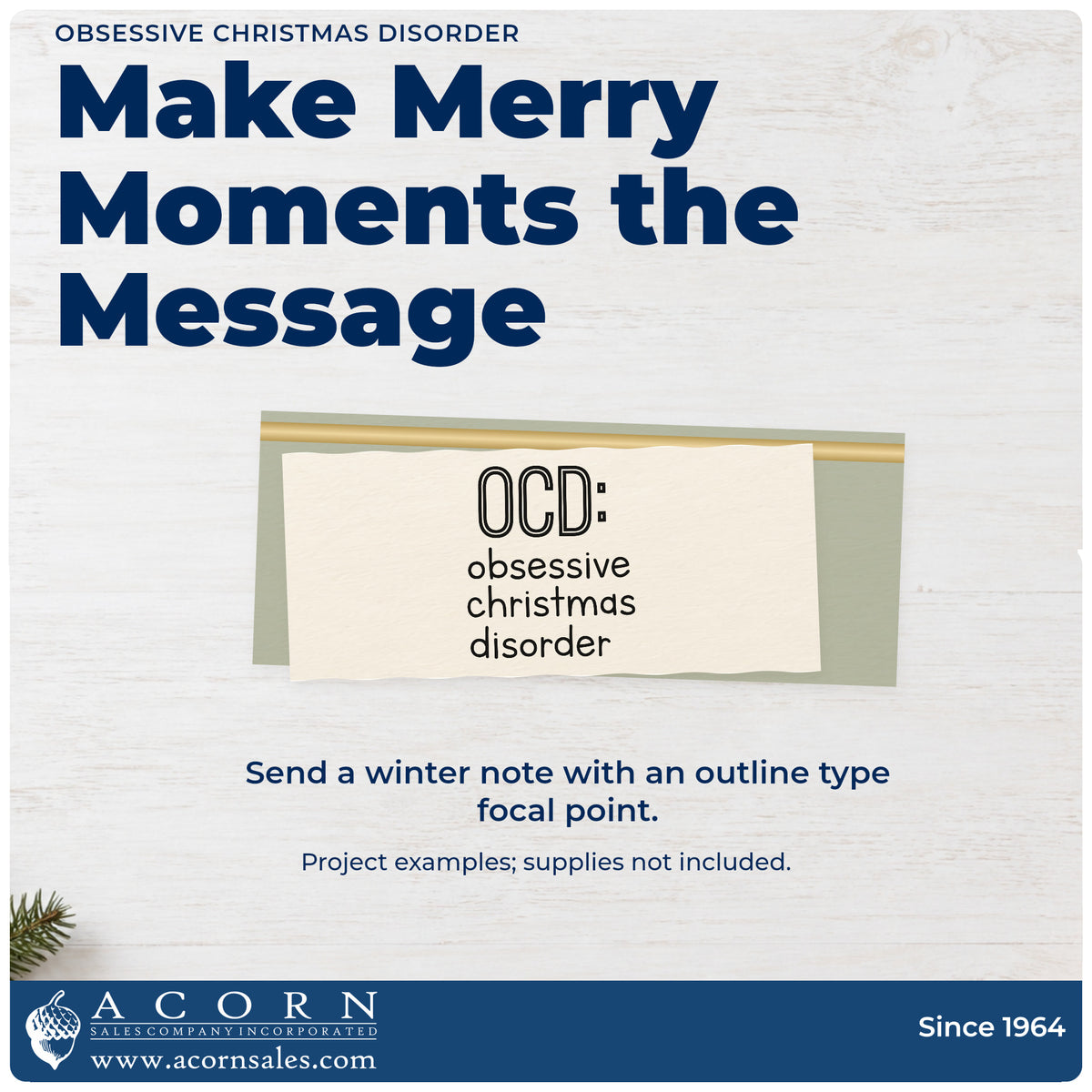 A finished handmade project stamped with the Obsessive Christmas Disorder Outline Detail Stamp – Self-Inking, ideal for decor log album page.