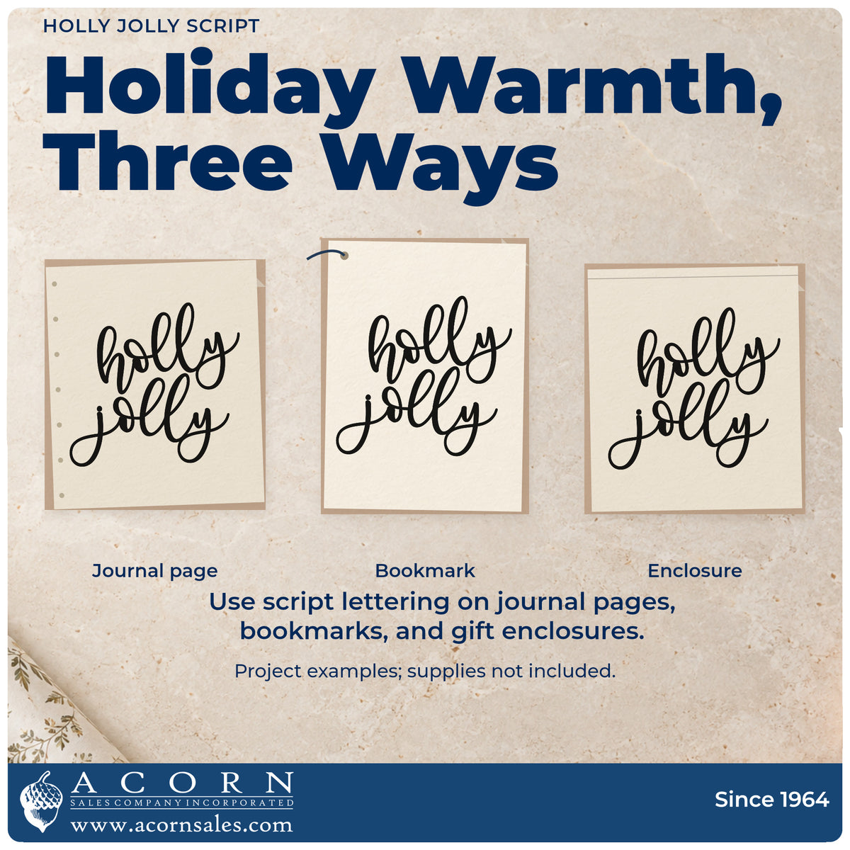 Three project examples made with the Holly Jolly Stamp – Premium Vintage Pro Wooden, including mood board header.