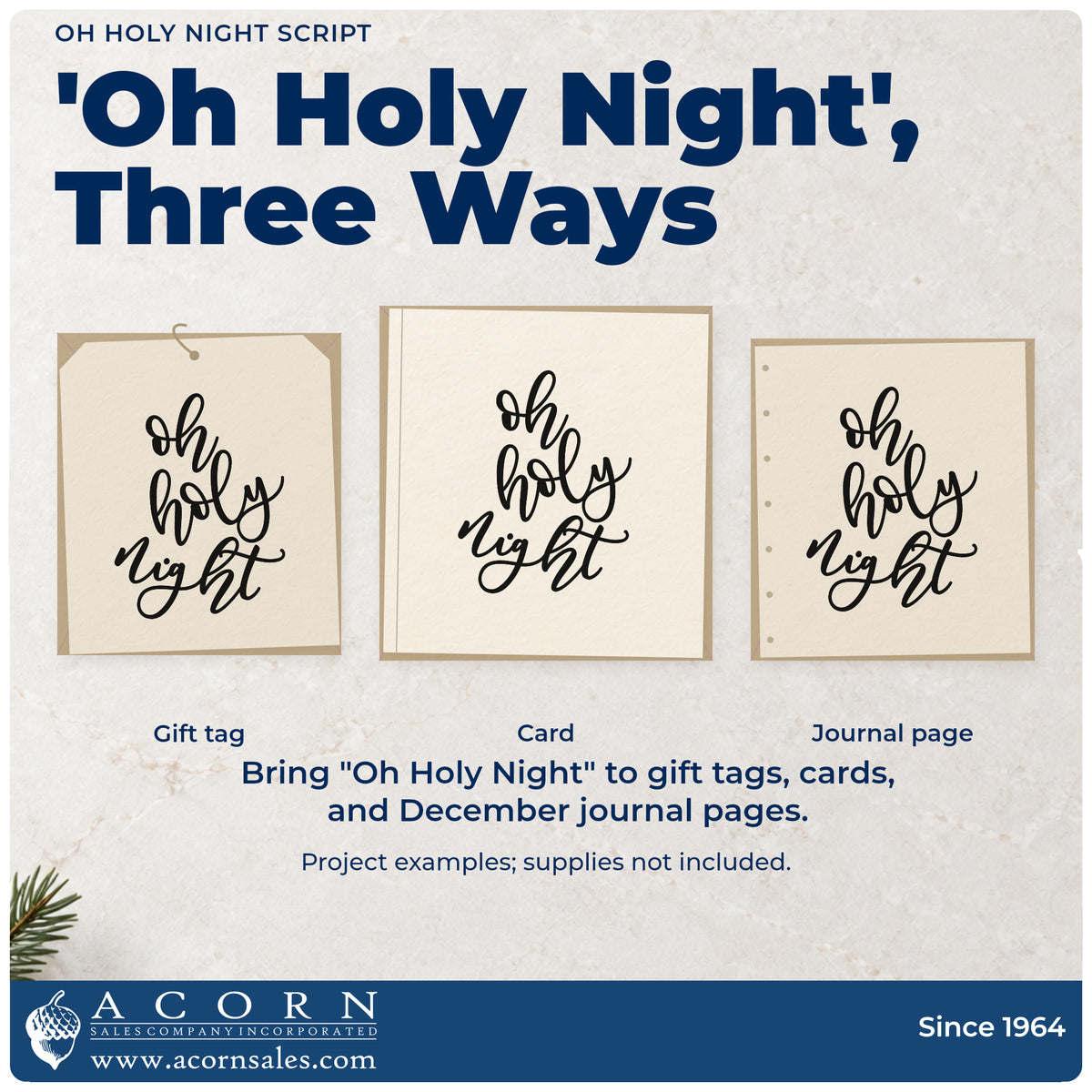 Three project examples made with the Oh Holy Night Letter Art Hand Stamp – Duo, including reflection log sheet.